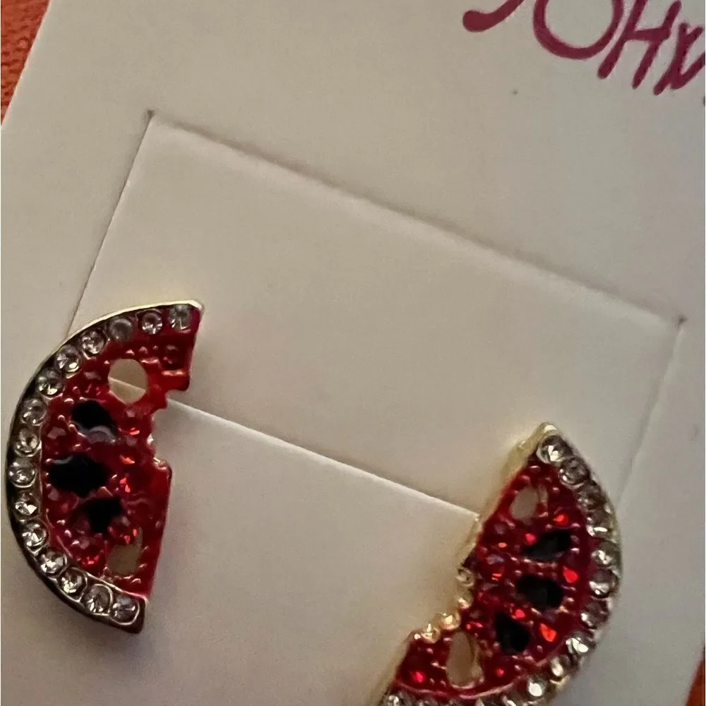 🍉 Betsey Johnson sparkling & sweet & juicy watermelon slice earrings 🍉